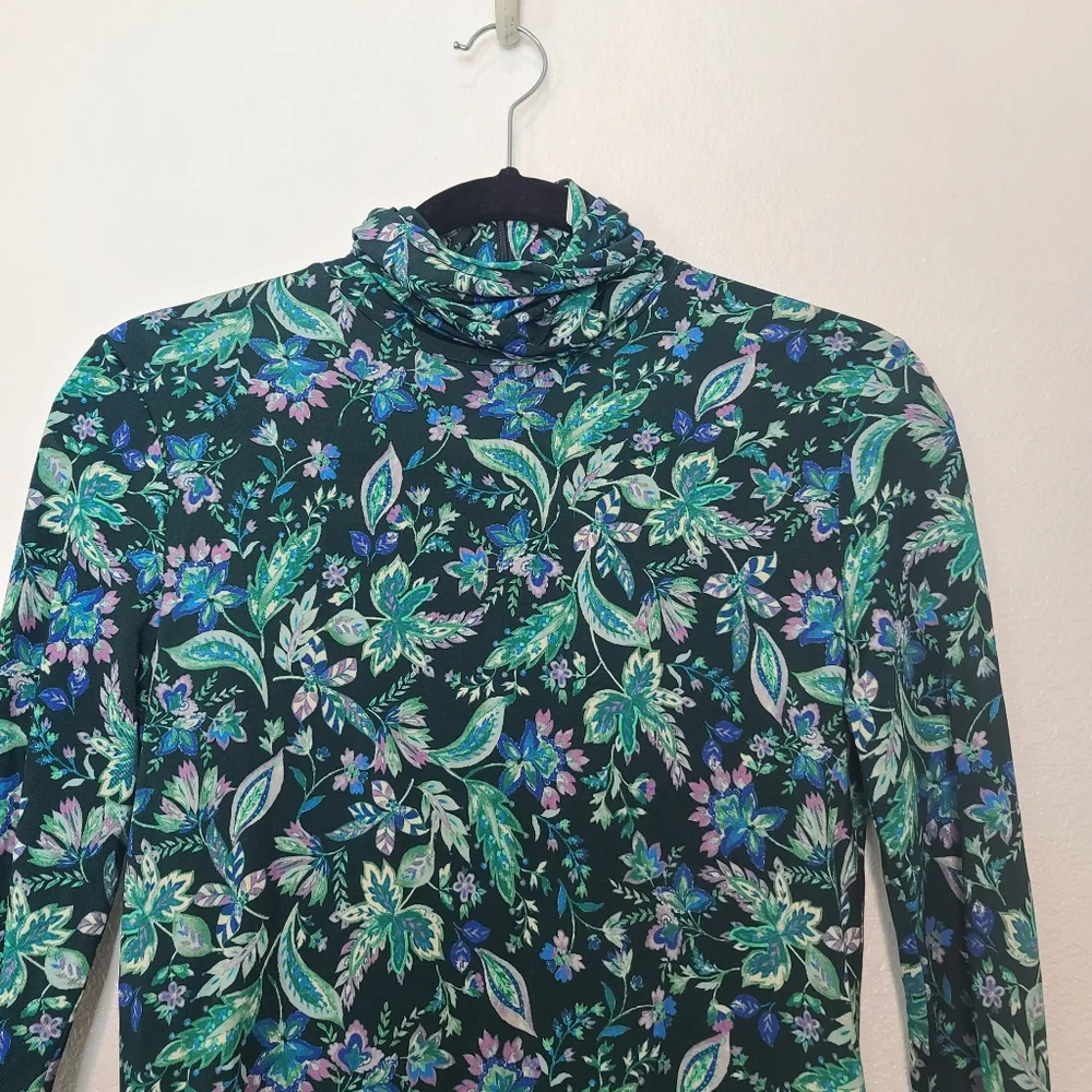 Isabel Marant Étoile Jewel Green Floral Turtleneck Blouse | Women’s Size 4 Light - Picture 5 of 11